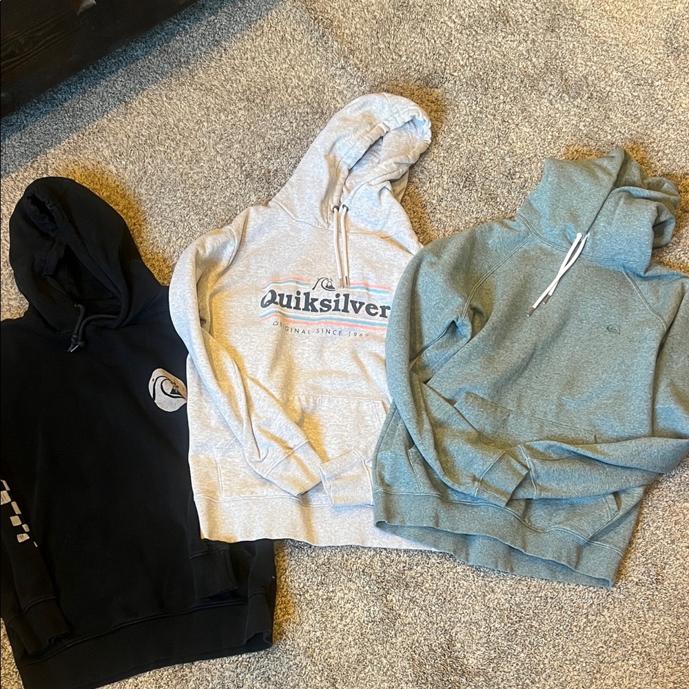 Quiksilver Men's Hoodie Trio - Black, Green, Gray